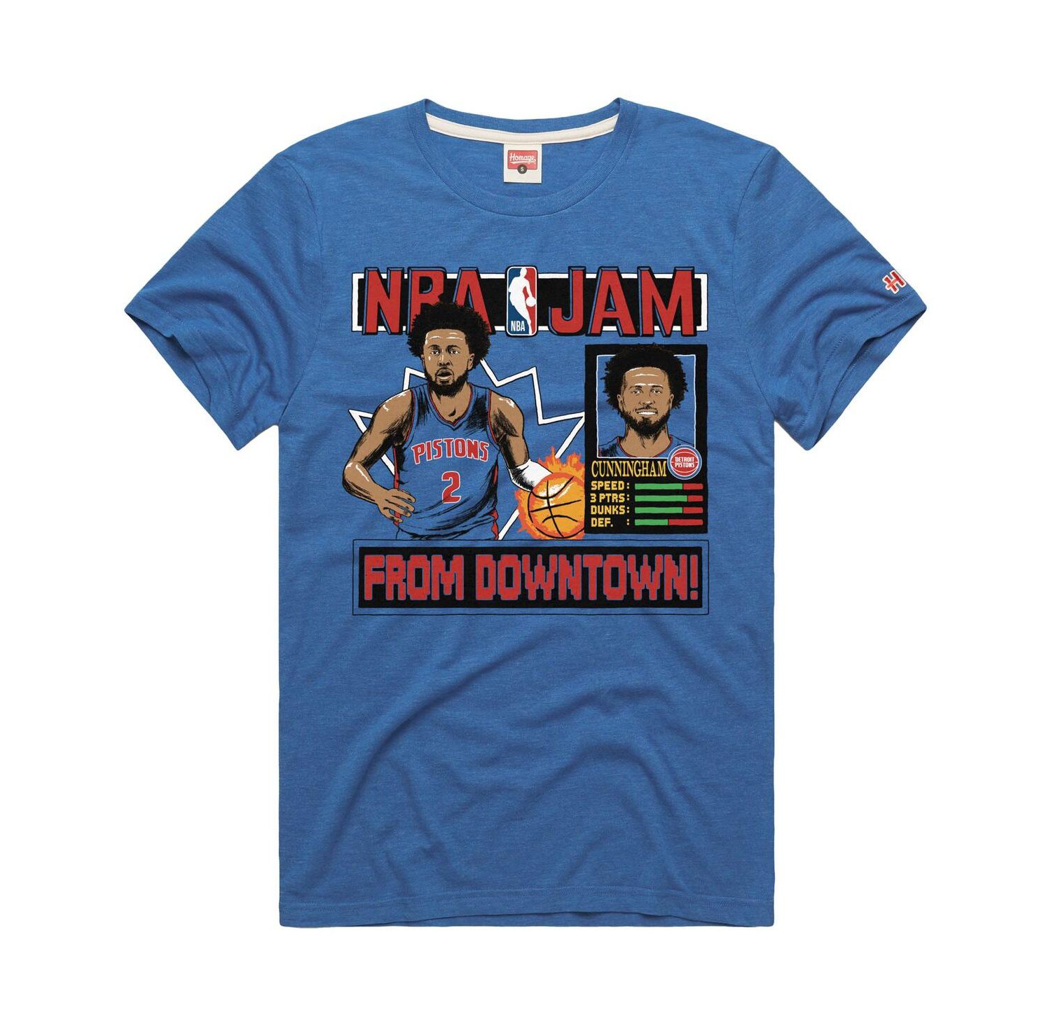 Men's and Women's Cade Cunningham Blue Detroit Pistons NBA Jam Tri-Blend T-Shirt