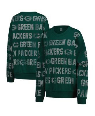 Gameday Couture - Women's Green Bay Packers Oversized Hype Era Rhinestone Text Sweatshirt