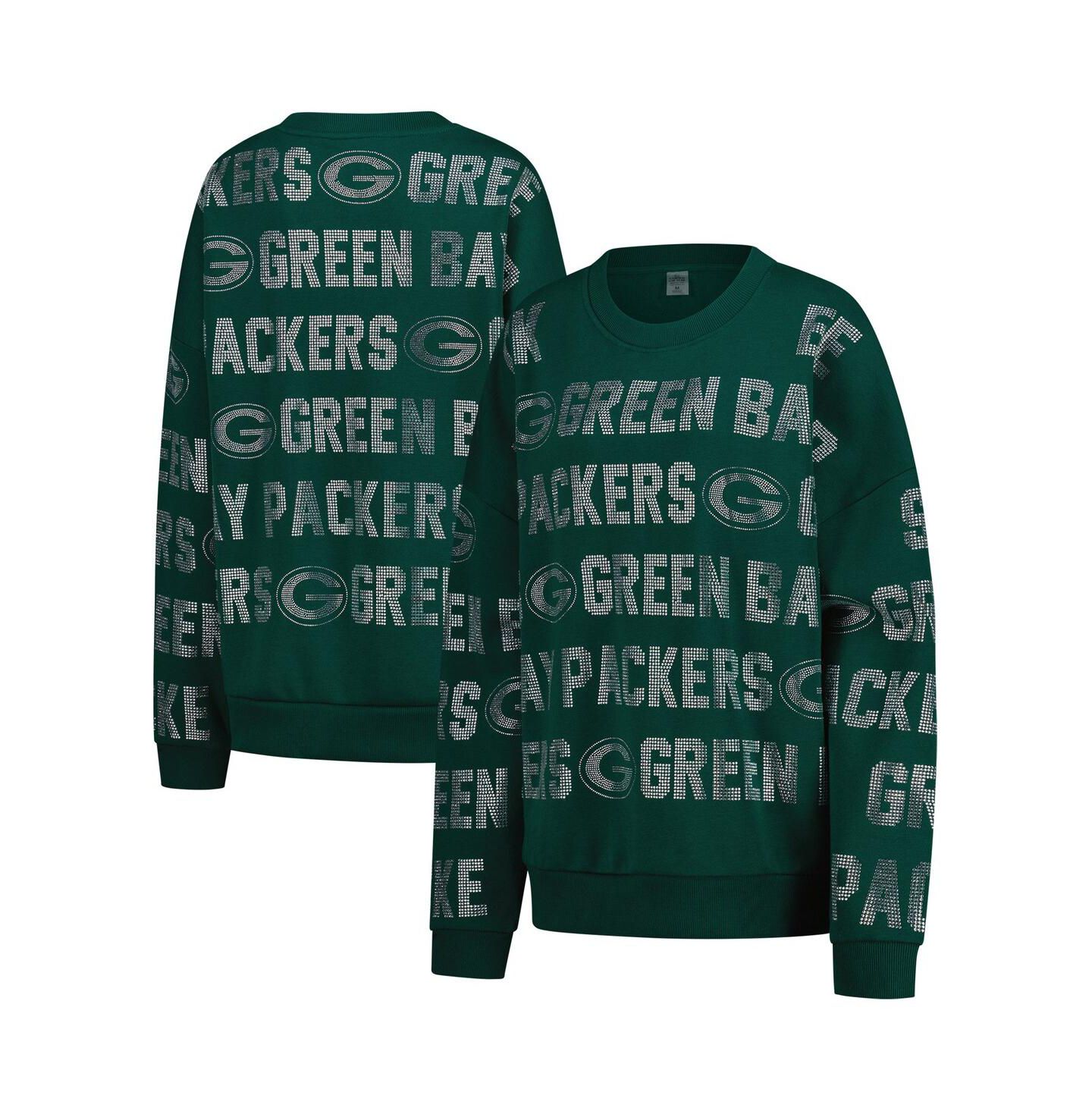 Женская толстовка Gameday Couture Green Bay Packers Oversized Hype Era Rhinestone Text — фото 1