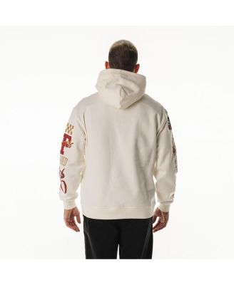 Men's and Women's Cream San Francisco 49ers Stacked Graphic Sleeve Fleece Hoodie