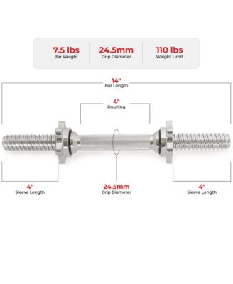 Standard 14” Threaded Chrome Dumbbell Bar Set with Star-Lock Collars