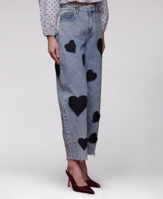 Women's Heart Print Barrel Jeans