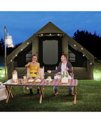 4-6 People Inflatable Tent with 4 Mesh Screen Windows 2 Doors Skylight Carrying Bag