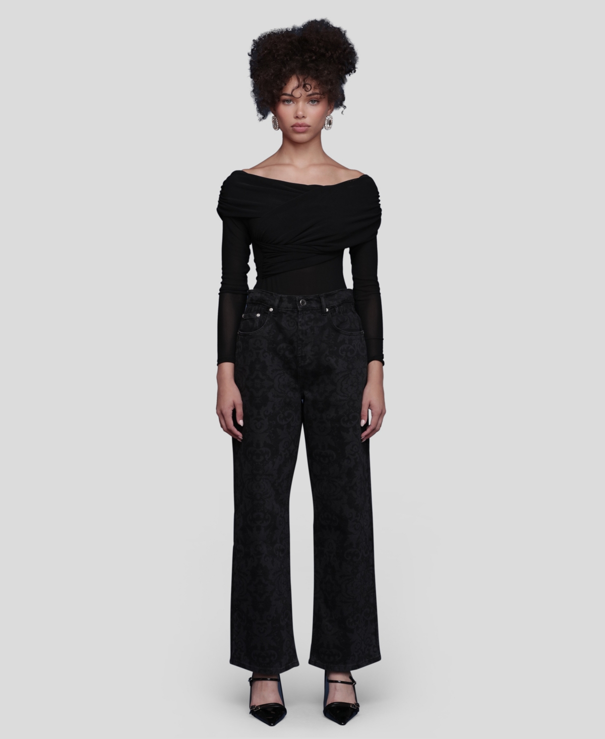 Avec Les Filles Women's Off-the-shoulder Bodysuit Top In Black