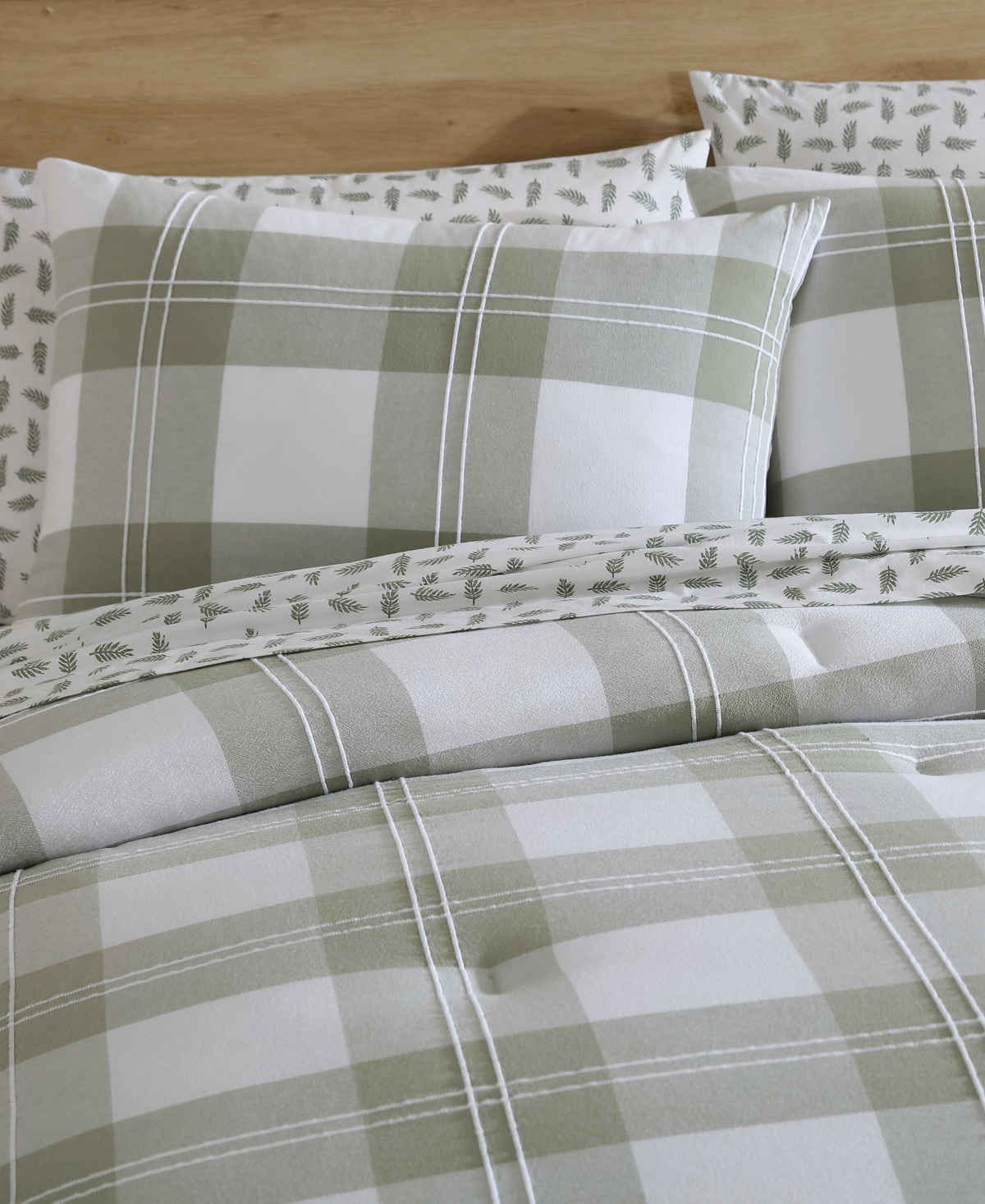 Eddie Bauer Mountain Embroidery Plaid Cotton 3-pc. Comforter Set, King In Green