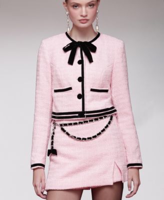 Women's Long-Sleeve Tweed Bow Jacket