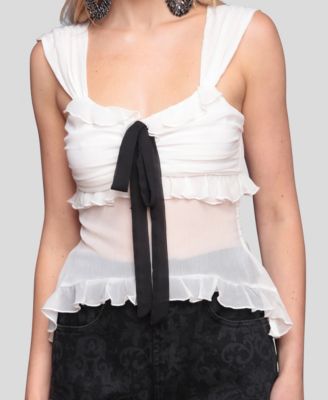 Women's Bow Detail Ruffle Top
