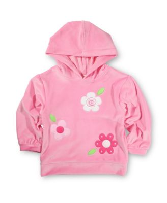 Baby Girls Velour Hoodie With Flowers