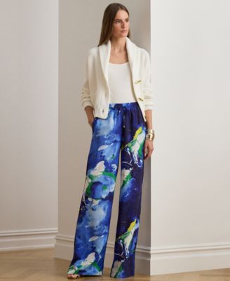 Petite Abstract Print Wide-Leg Pants