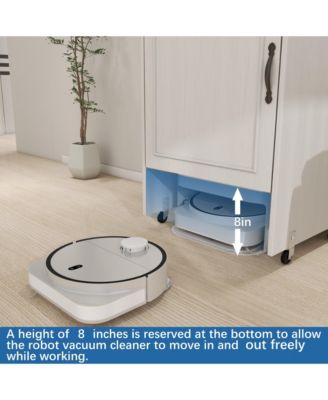 Robot Vacuum Stand Cabinet with Wheels, Storage Rack with Doors and Drawers, Side Table for Home or Office