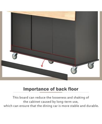 Rolling Kitchen Island with Solid Wood Top, Drop Leaf Bar, Locking Wheels, Storage Cabinet, Spice Rack, Towel Rack and Drawer, 52.7inch