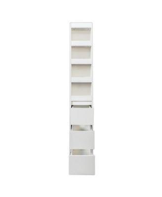 70.87" H Display Storage Cabinet with 4-Tier Shelves, 3 Side Drawers, and 4 Small Display Shelves for Home