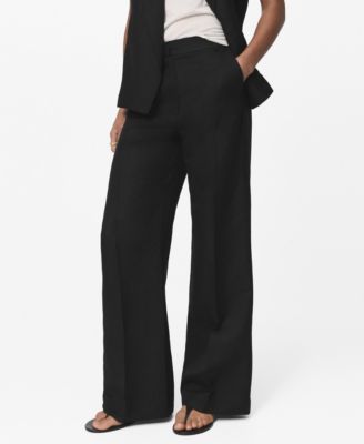 MANGO - Women's Straight-Fit Linen Suit Pants