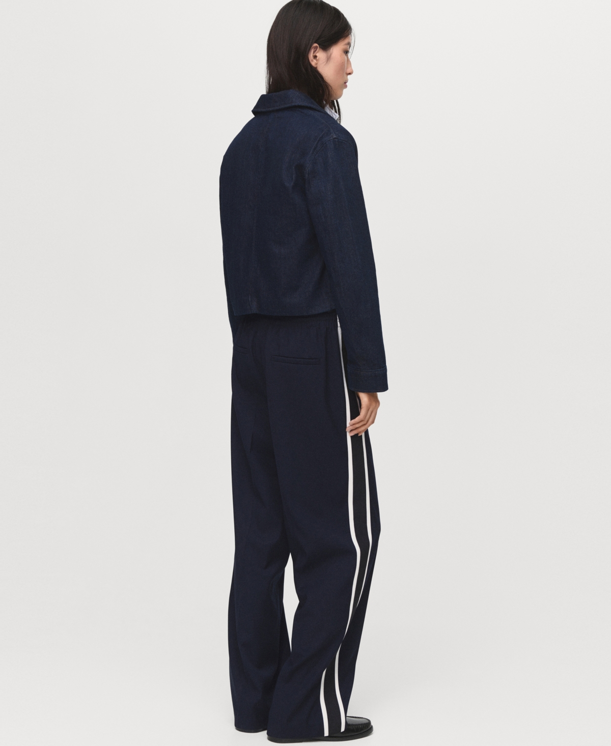 Mango Women's Contrast Stripe Straight Pants In Blue