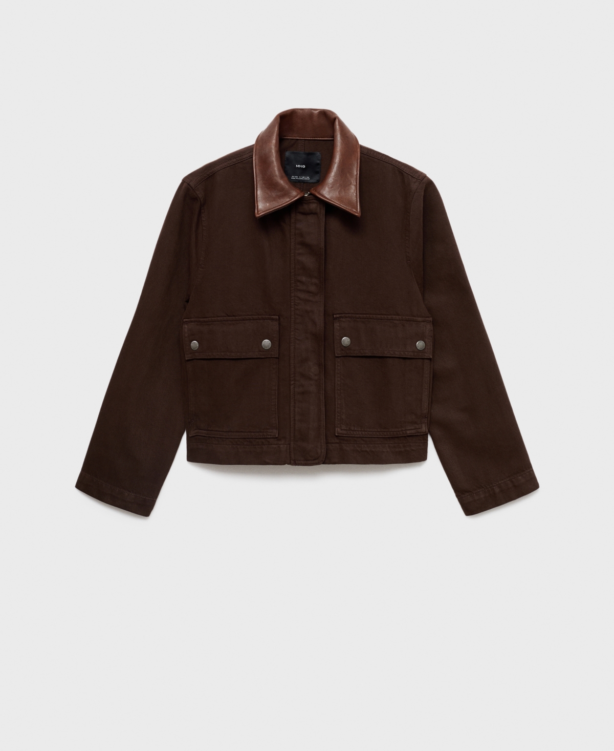 Mango Women's Leather-Effect Collar Denim Parka