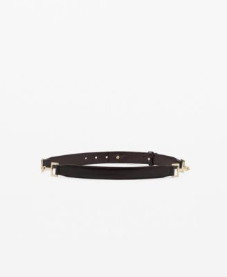 MANGO - Women's Metallic Detail Leather Belt
