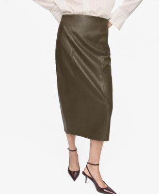 MANGO - Women's Faux-Leather Pencil Skirt