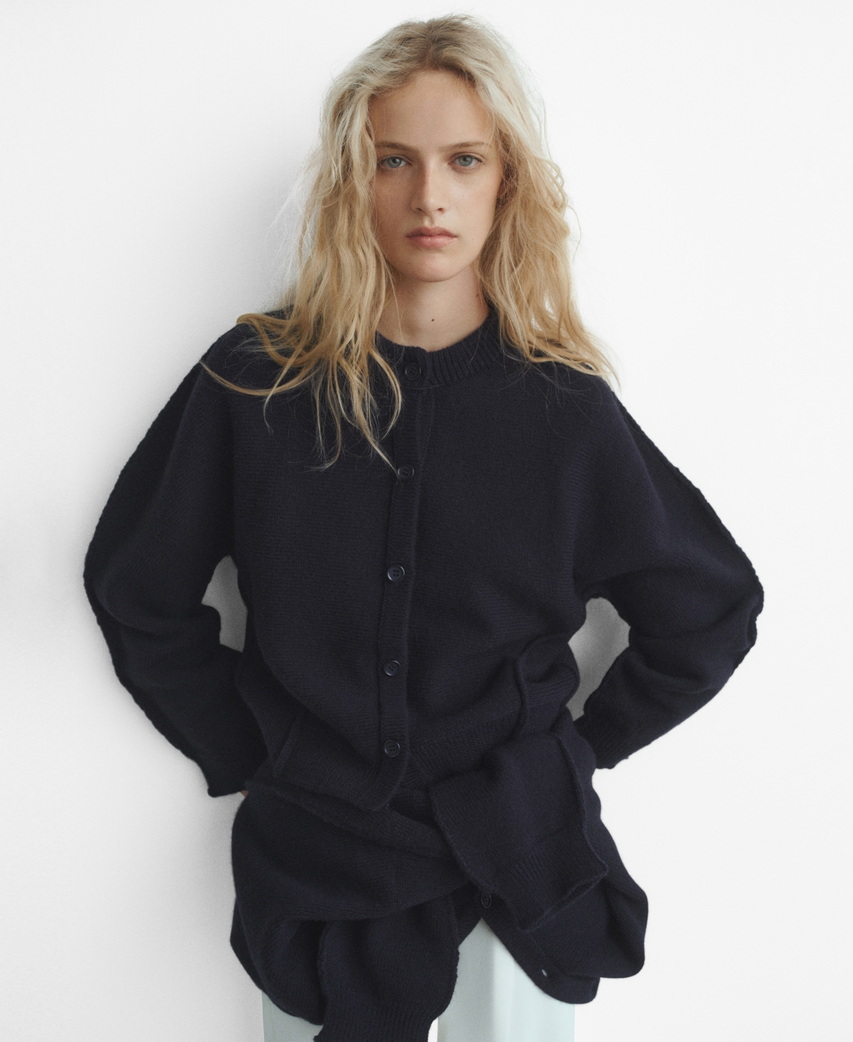 Mango Women's Buttons Straight-fit Cardigan In Blue