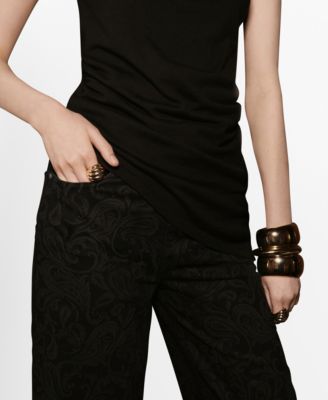 Women's Wide-Leg Paisley-Print Jeans