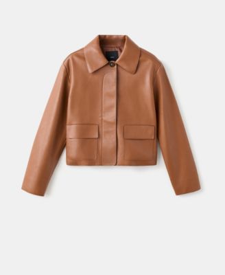 Women's Pockets Leather-Effect Jacket