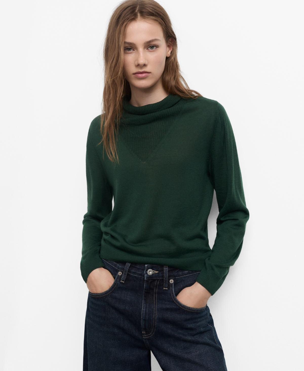 Mango Women's Draped Neck Knitted Sweater