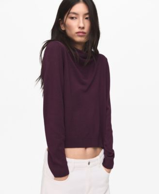 MANGO - Women's Draped Neck Knitted Sweater