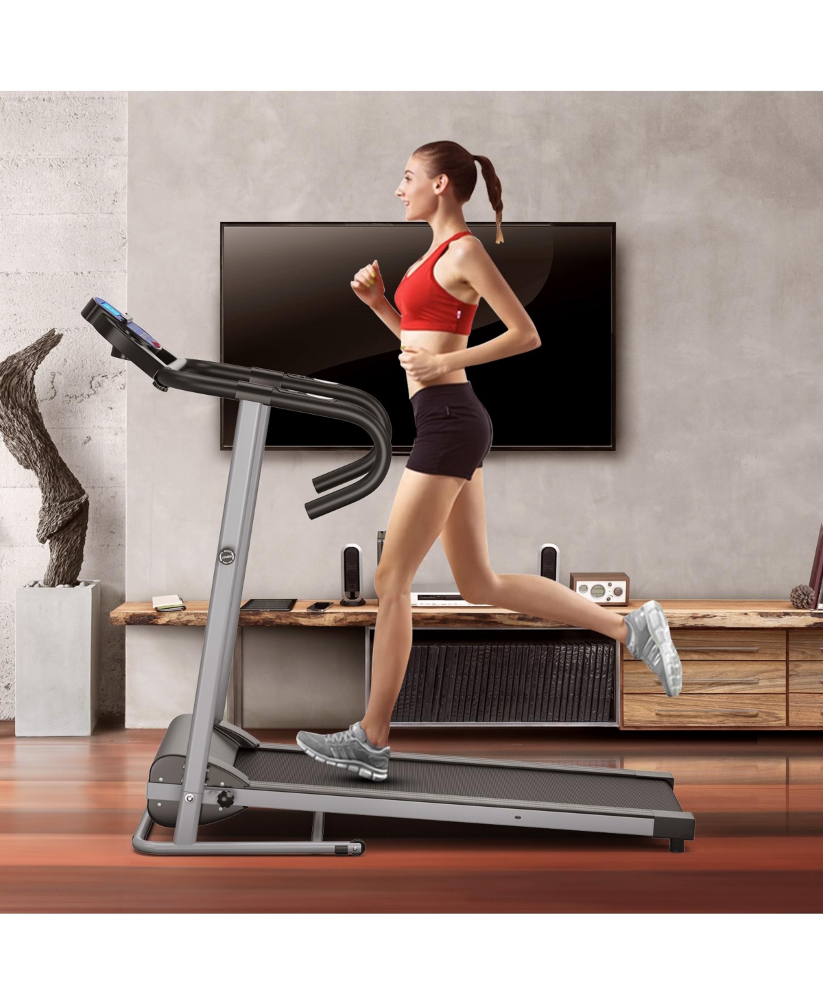 Skonyon Electric Foldable Treadmill with Lcd Display and Heart Rate Sensor