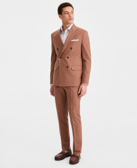 Мужские Tommy Hilfiger Men's Modern Fit Wool Silk Linen Double-Breasted Suit Separates
