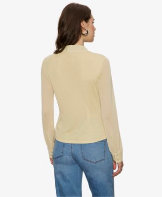 Women's Fitted Mesh Button Down Shirt