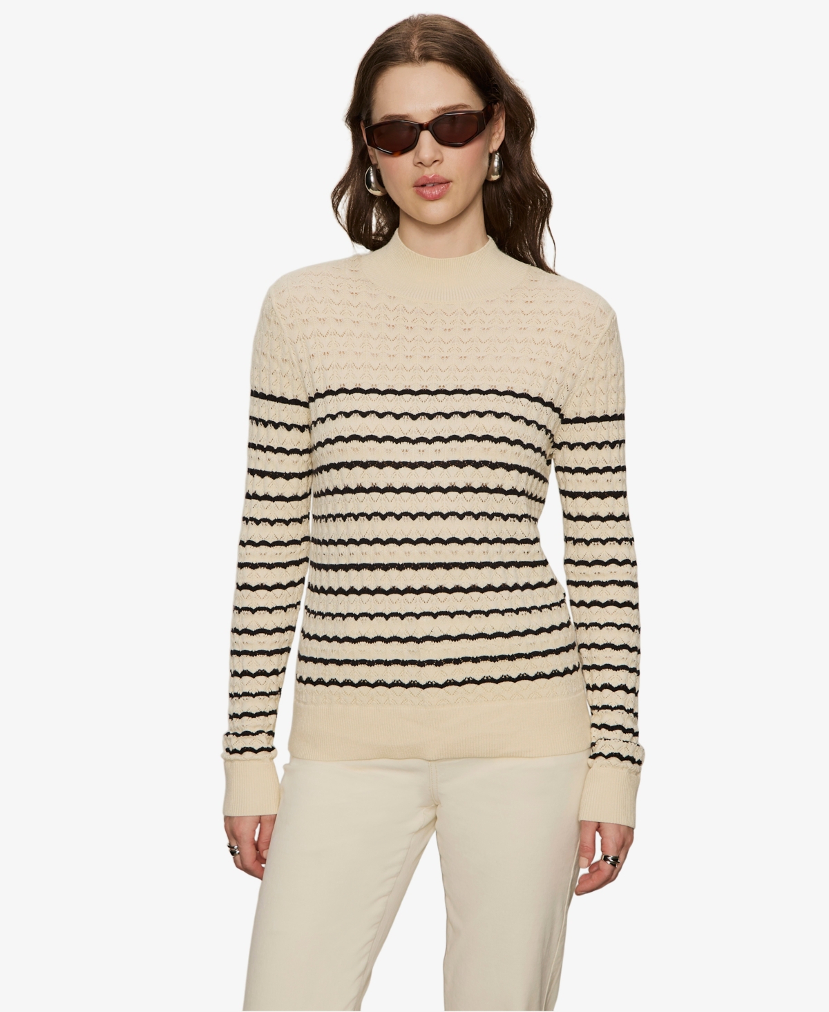 Sanctuary Women's Forever Striped Mock Neck Sweater