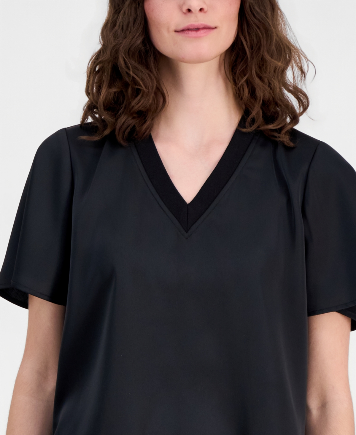 Anne Klein Women's V-Neck Short-Sleeve Top