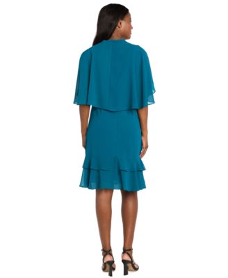 Women's 2-Piece Ruffle Detail Dress with Capelet