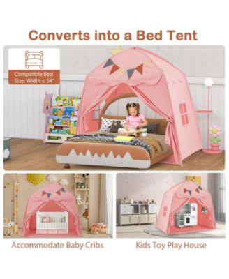 Kids Play Tent Bed Tent with String Lights Extra Large Playhouse Tent-Pink