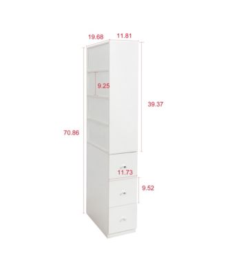 70.87" H Display Storage Cabinet with 4-Tier Shelves and 3 Side Drawers, Modern Wooden Tall Bookshelf for Home
