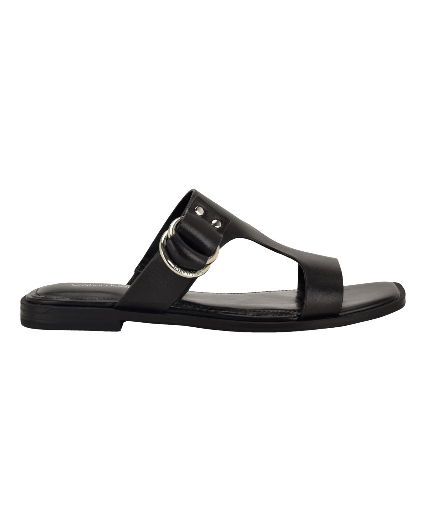 Женские сандалии Calvin Klein Meritt Leather Flat Slip-On, цвет: Чёрный кожаный — фото 2