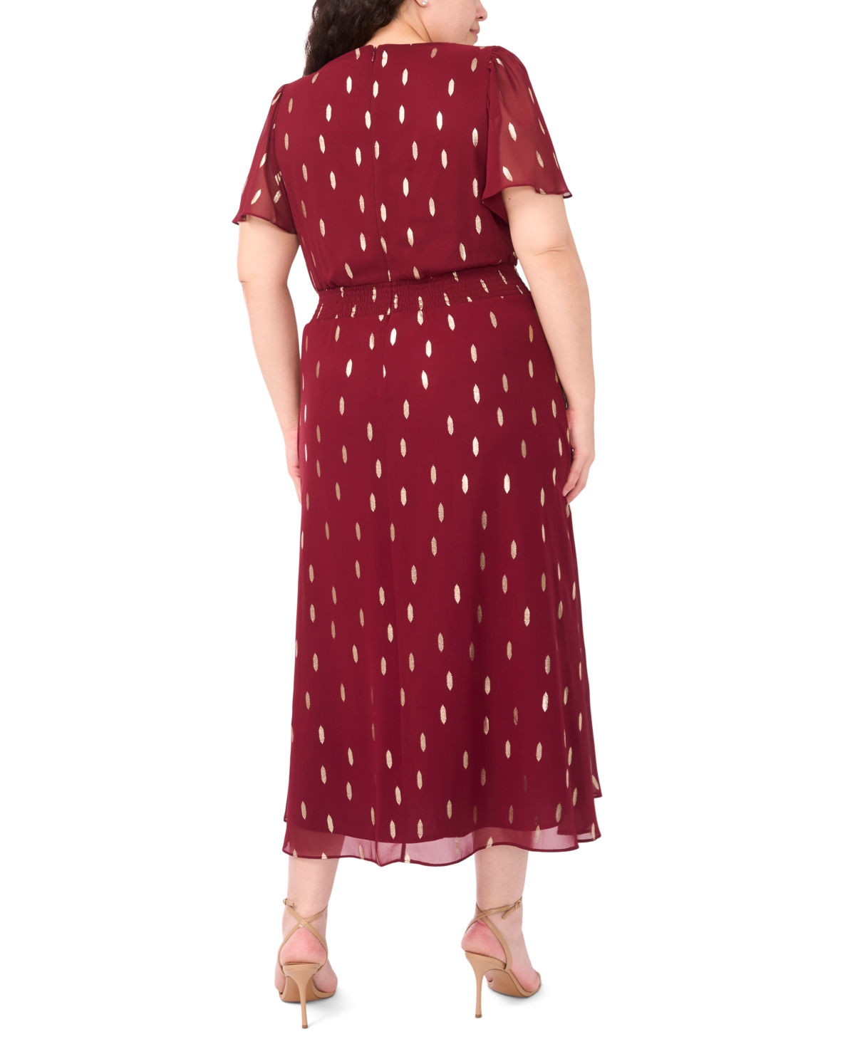 Msk Plus Size Smocked Waist Clip Maxi Dress In Burgundy