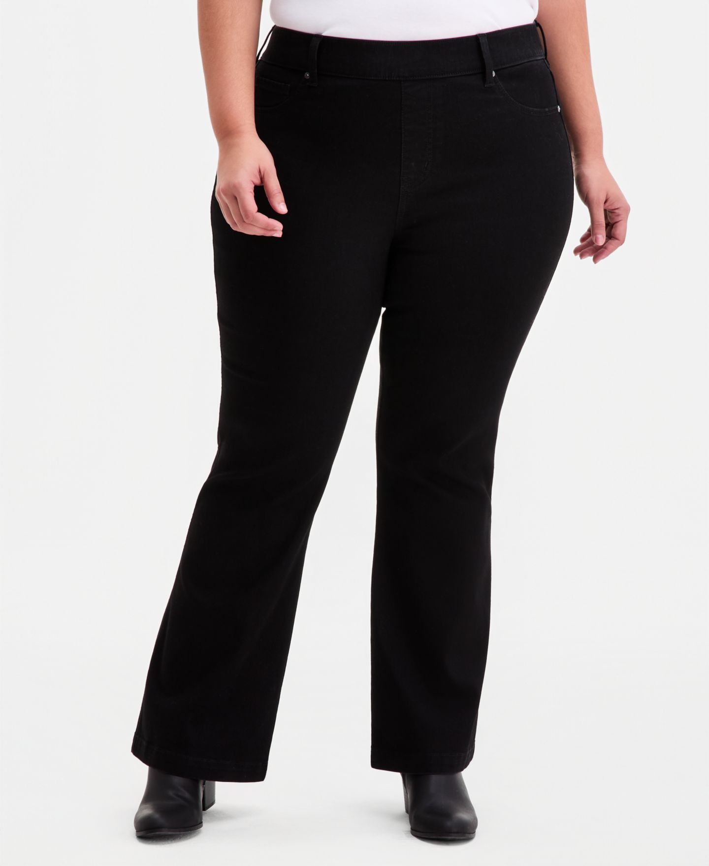 Женские джинсы Style & Co Plus Size Shaping Pull-On Bootcut, цвет: Чёрный — фото 3