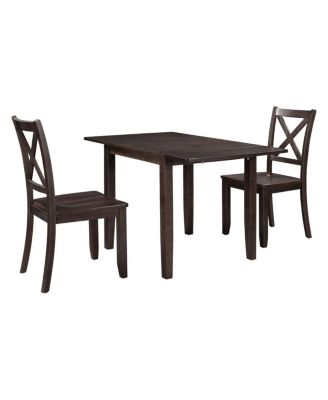 3-Piece Folding Dining Set with Drop Leaf Table and 2 Chairs, Space-Saving Kitchen Table Set for Apartment or Breakfast Nook
