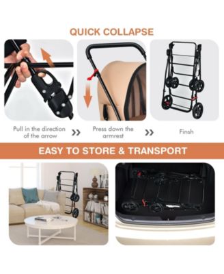  4-in-1 Double Pet Stroller with Detachable Carrier and Travel Carriage