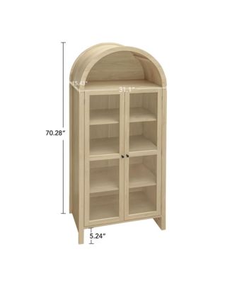 70.28" Tall Arched Kitchen Pantry with Adjustable Shelves, Farmhouse Storage Cabinet for Kitchen and Dining Room
