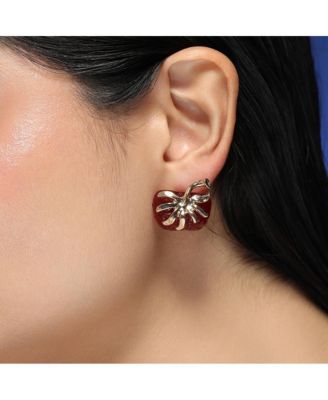 Women's The Strawberry Stud Earrings - Berry Red & California Gold