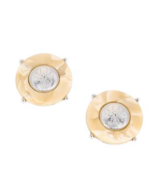 Women's The Tortoiseshell-Medallion Stud Earrings - Metallic Silver