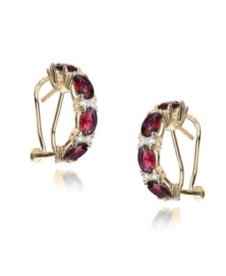 Dazzling Sterling Silver 14K Gold Plated with Colored Cubic Zirconia Half Hoop Earrings for Women