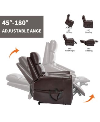 Single Piece Faux Leather Dual Motor Infinite Position Power Lift 8-Point Vibration Massage Lumbar Heating Recliner Chair