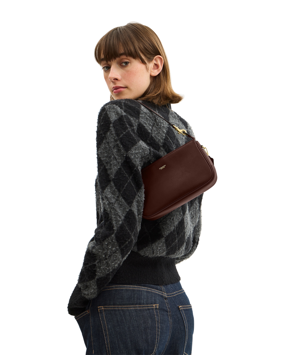 Coach Plaza Small Leather Shoulder Bag