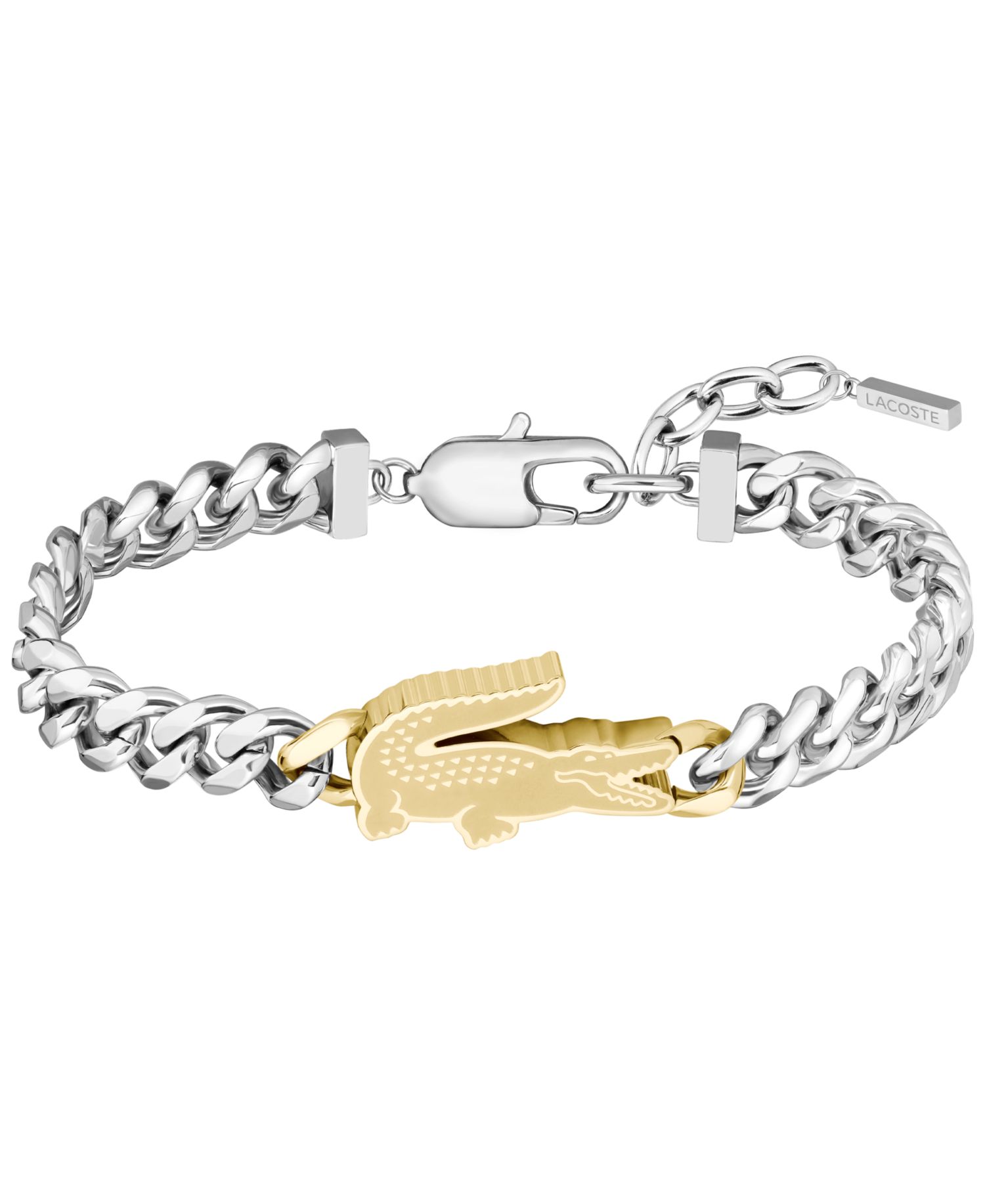Men's Arthor Silver-Tone Stainless Steel with Yellow Gold Chain Bracelet