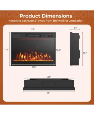 23 Inches 750W/1500W Electric Fireplace Heater with Alter Flame Color and Brightness