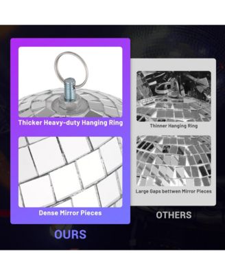 4PCS 7" Small Disco Ball Mirror Mini Hanging Decor for 70s 80s Party Events Wedding DJ Dance Club Stage Lighting Silver