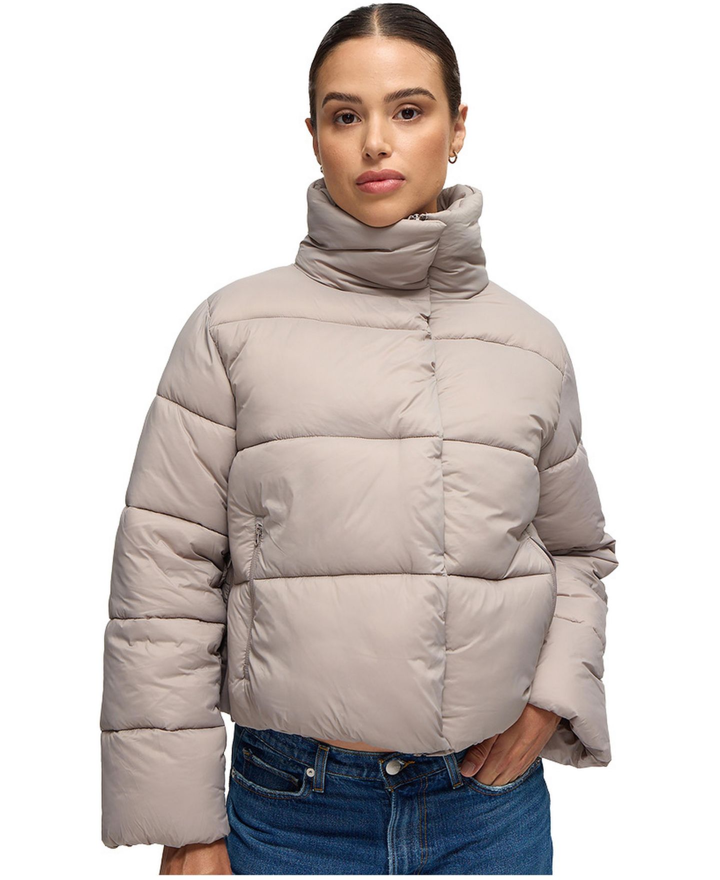 Женская куртка Ingrid + Isabel Cropped Puffer, цвет: Серо-бежевый — фото 1
