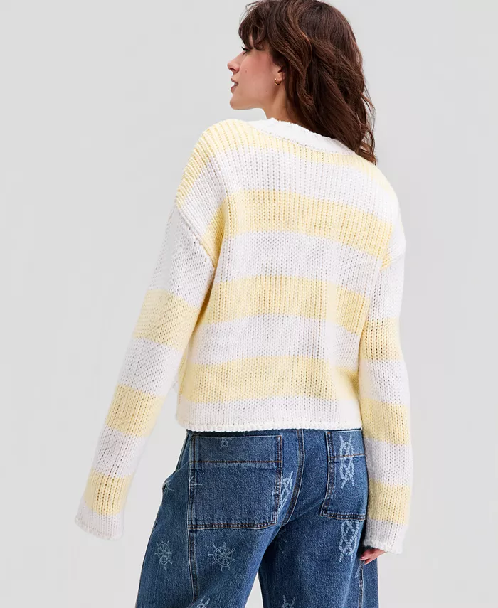 Women's Drop Shoulder Striped Sweater - thumbnail 2